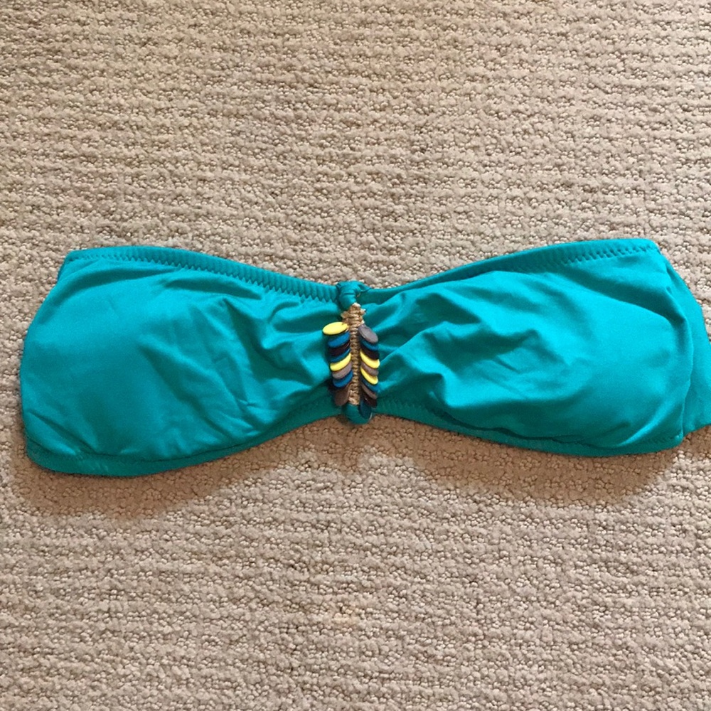 Green Bikini Top Bandeau with Cute Accents